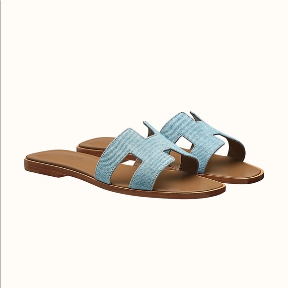 Hermes Shoes - Hermes Denim Oran Sandal Gift Box and Ribbon